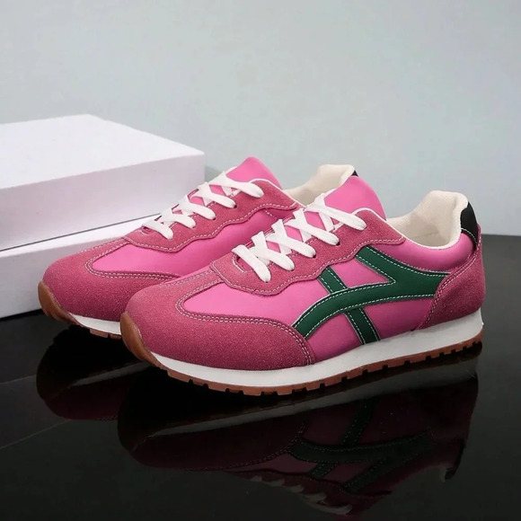 Burgundy Casual Women's Patchwork Sneakers - Picture 4 of 7